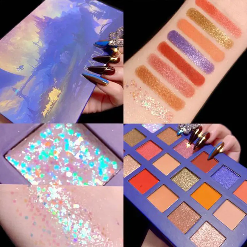 

18 Colors Castle Sequin Eyeshadow Palette Glitter Matte Shimmer Waterproof Pigment Eyeshadow Professional Women Cosmetics