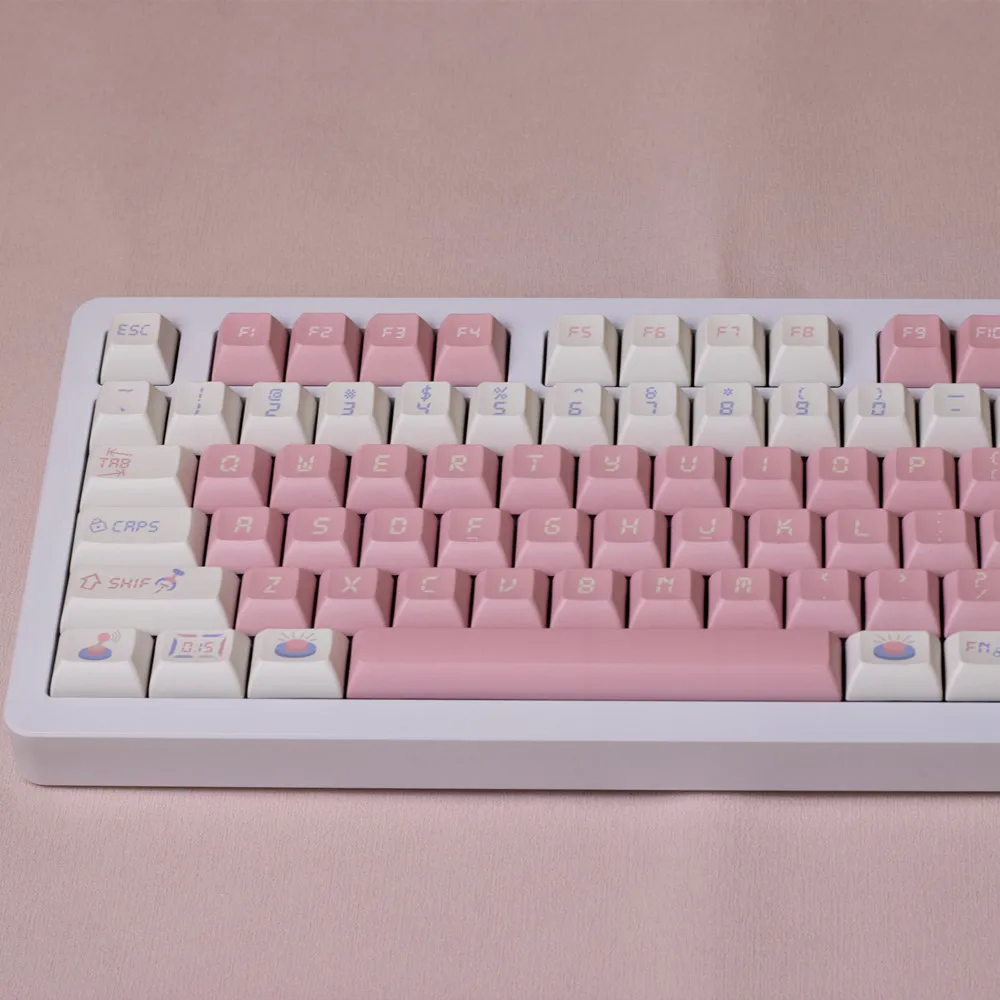 Клавиатура Механическая для кукол PBT Keycap, розовая, милый стиль, KCA Profile DYE SUB, 142 клавиш, ISO Enter, для GH60 GK61 SK64 RK68 RK87