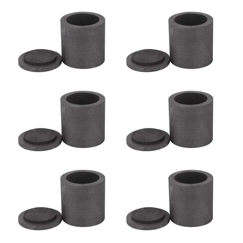 

6X High Purity Graphite Melting Crucible Casting With Lid Cover 40X40mm For Silver&Black