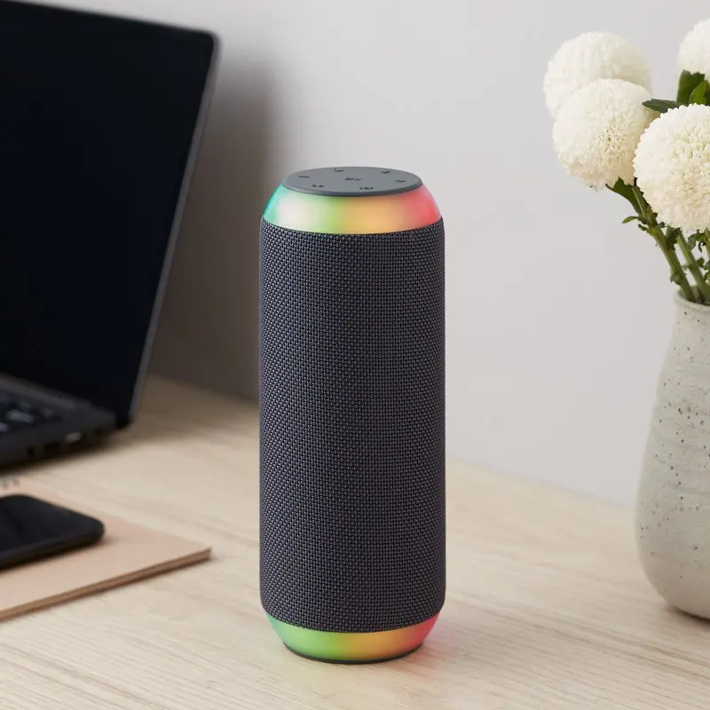 

Rechargeable Bluetooth. Rechargeable Gray Bluetooth Speaker with LED Lighting, Rugged & Durable Design