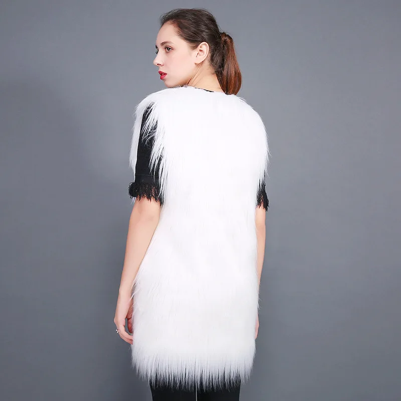 11 Colors Faux Fur Waistcoat Women Elegant Fashion O-Neck Loose Casual Fake Fur Coats Autumn Winter Solid Warm Thick Furry Vest