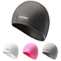 high elastic silicone rubber swimming cap for women men 3d ergonomic design swimming hats waterproof swim ear pockets free size