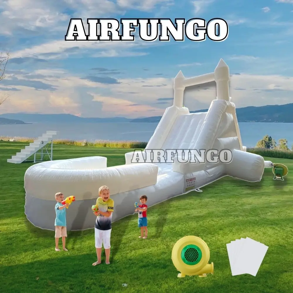 Commercial Grade Inflatable Water Slide With Pool Inflatable Kids Combo Bouncer Inflatable White Bounce House Modern Water Slide