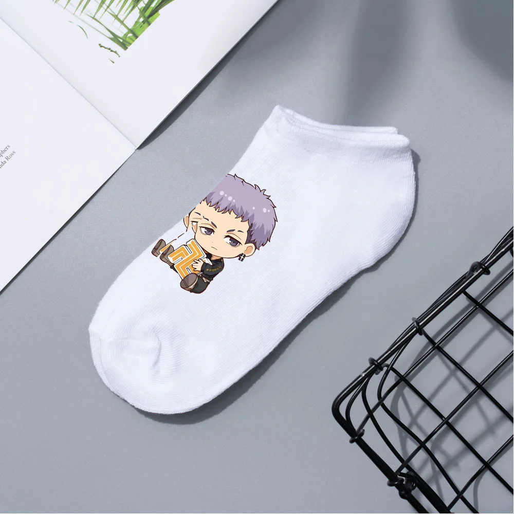 

Tokyo Revengers Candy Color Shallow Socks Boys Girls Fashion Ankle Socken Cotton Breathable Cartoon Printing Boat Stockings Gift
