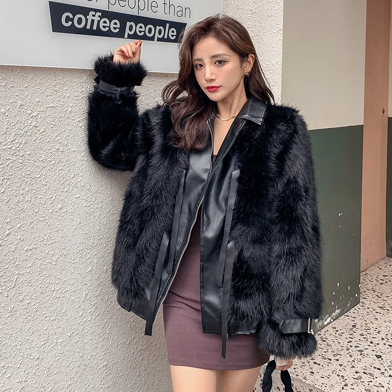 Winter New Women Plush Coats Fashion Design Imitation Fox Fur Short Faux Fur Coat Casual Loose Velvet Warm Top Female Clothing