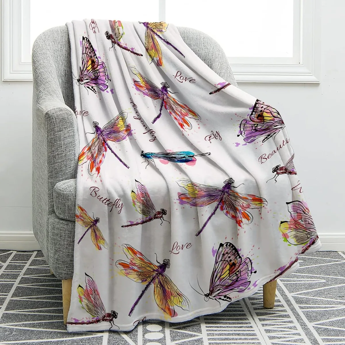 Одеяло с цветочным принтом в виде стрекозы подарки для женщин детей мам малышей