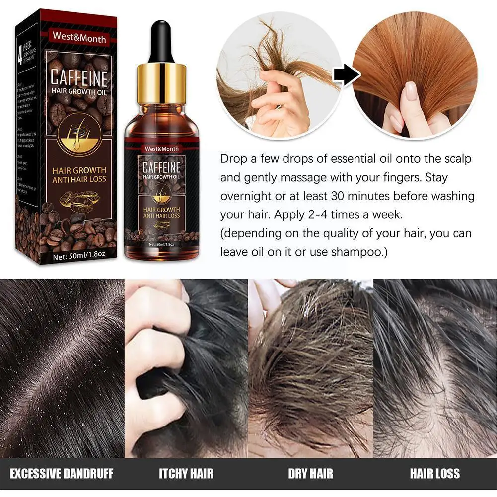 

50ml Hair Growth Serum Essential Oil Anti Hair Loss Spray Caffeine For Treatment Dry Frizzy Damaged Thin Hair Nourish Care T3p6
