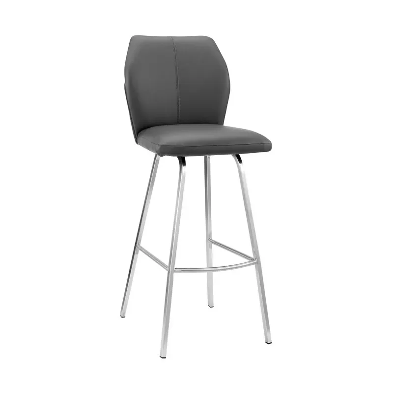 

Gray Faux Leather and Brushed Stainless Steel 26 Folding stool Pouf ottoman Wiggle stool Telescopic stool Telescoping stool Repo