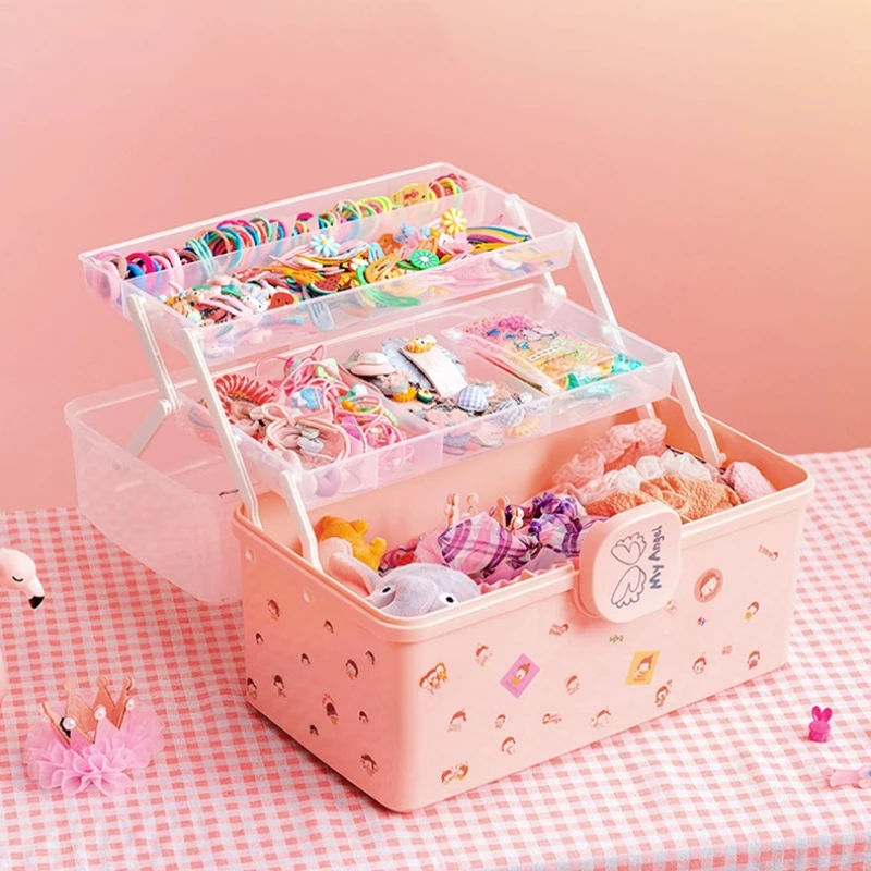 

GIANXI Children's Storage Box Hair Accessories Storage Box Pink Convenient To Use Hair Rubber Belt Jewelry Box
