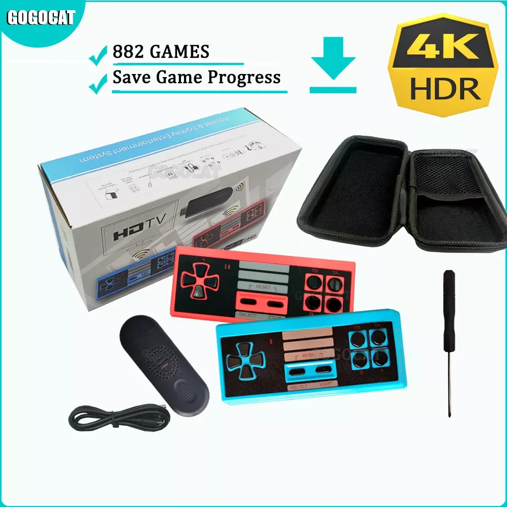 

GOGOCAT GC-882 4K HD Video Game Console 8Bit Games Mini Retro Handheld Gaming Wireles Controller Gamepad Game Stick For NES/FC
