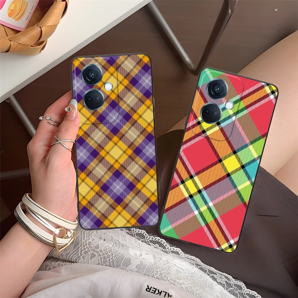 Lattice Grid Texture Mobile Cell Phone Case for OPPO Find X5 X3 X2 A93 Reno 8 7 Pro A74 A72 A53 Black Soft Cover Shell