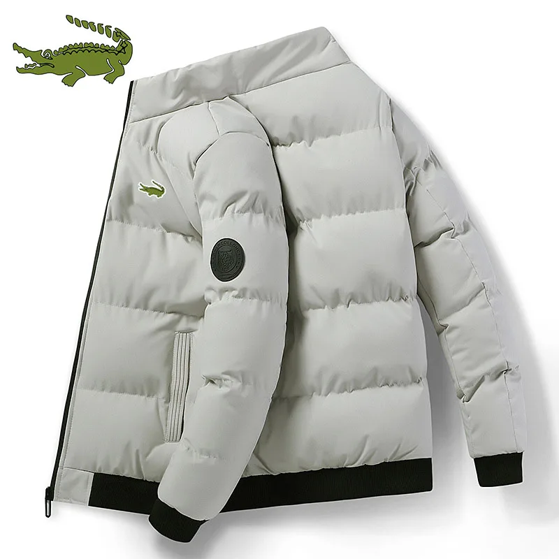 Padded jacket men's trend winter loose fashion solid color casual thickening jacket stand collar cold protection large size shor