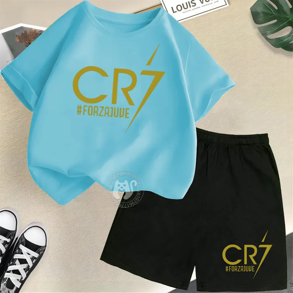 Повседневный хлопковый футбольный трикотаж с короткими рукавами и шортами