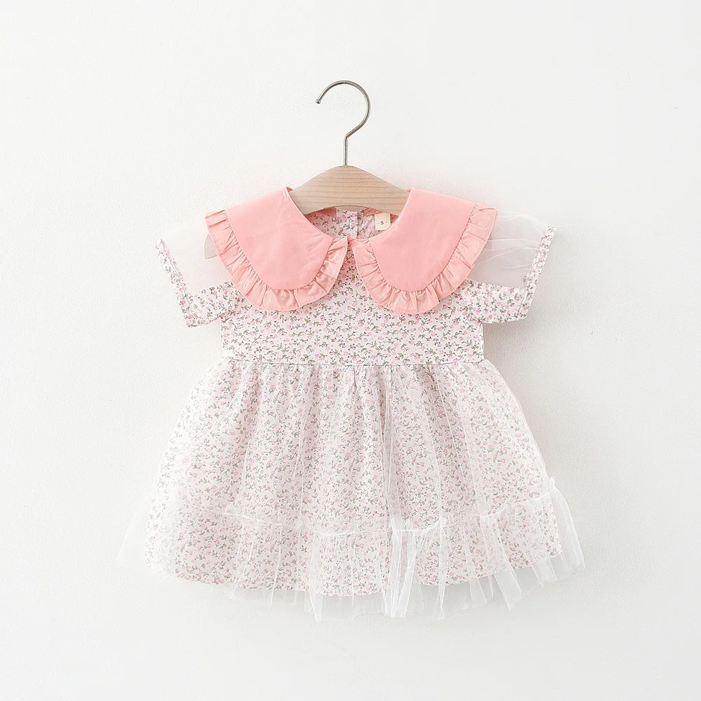 

5Pcs/Lot Wholesale New Born Baby Girls Dresses New Summer Mesh Princess Infant Kids Birthday Party Clothes Floral Dress
