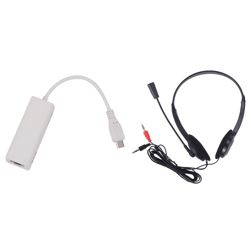 

Переходник с Micro-USB 2,0 5P на RJ45, со шнуром 3,5 мм