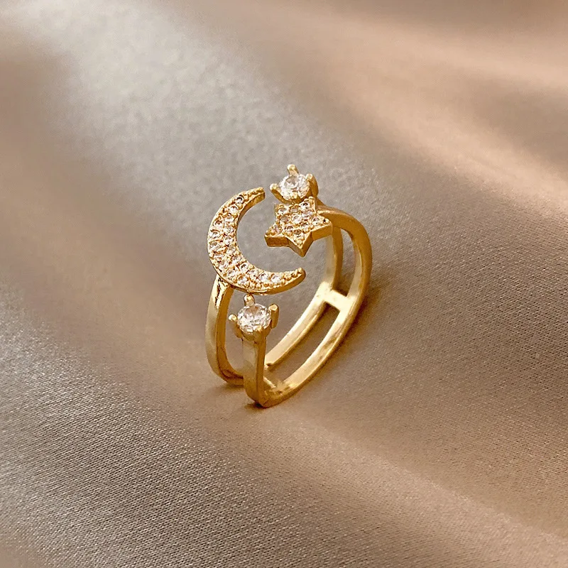 

Модное кольцо GD с жемчугом и звездой, Женское кольцо с открытым хвостом из циркония, кольцо на палец из 18-каратного золота с покрытием из ПВД ...