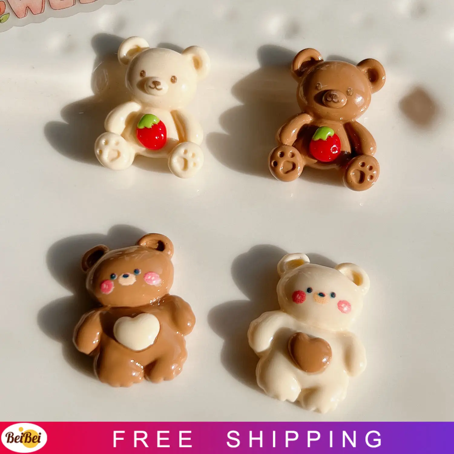 

100PCS Cute Mini Cartoon Animal Bear Flat Back Resin Cabochons Hairpin DIY Jewelry Craft Decoration Accessories