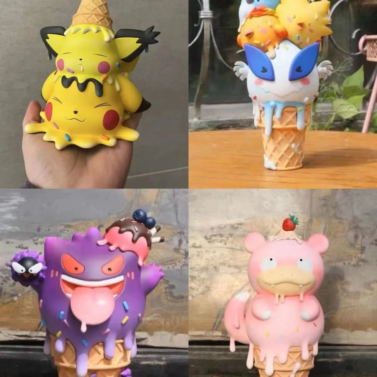 

New Pokemon Pikachu Slowpoke Gengar Ice Cream Series Action Figures Model Toy Cartoon Animal Collectible Ornament Doll Gift For