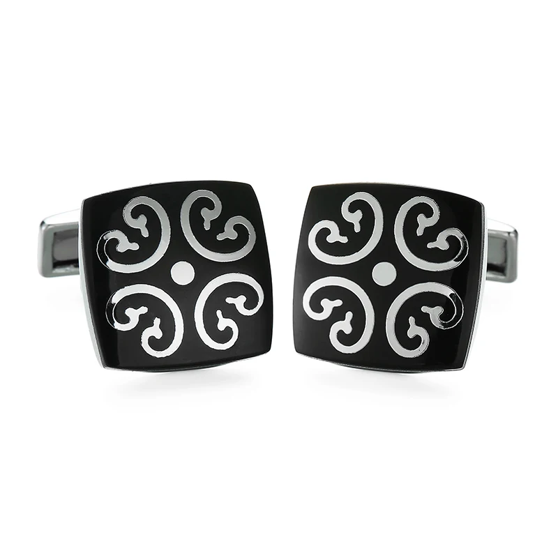 Высококачественные запонки с черными лепестками модная французская рубашка из