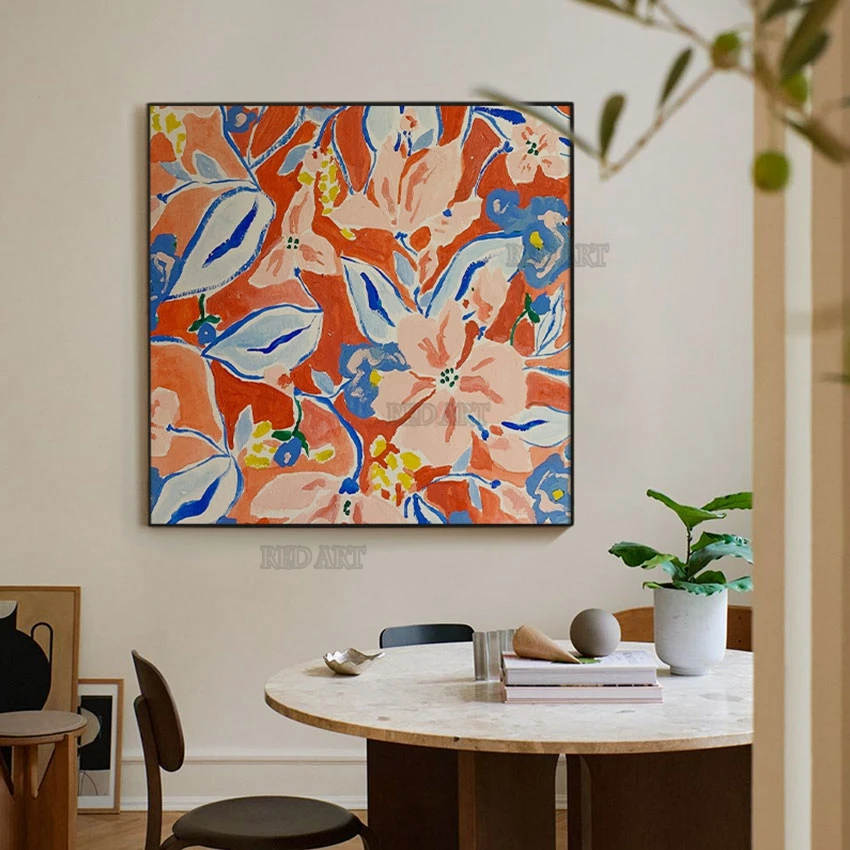 

Роскошный настенный Декор для гостиной Красочные цветы картина маслом холст искусство без рамы Большой размер плакат фрески искусство ручной работы