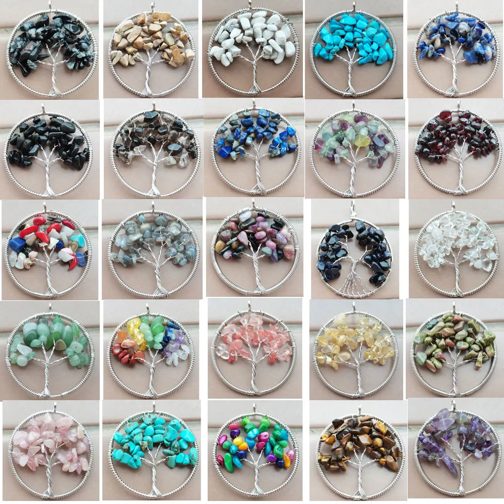 Древо жизни-Хрустальный Howite Lapis Lazuli Лабрадорит тигровый глаз авантюрин золотой камень гранат турмалиновый кулон бисер WFH955