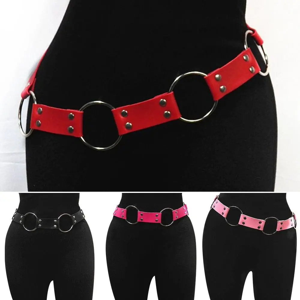 

Ladies Metal All-match Hip Hop Style Dress Cummerbands Womans Belt Circle Ring Waistband Gothic Punk Waist Chain