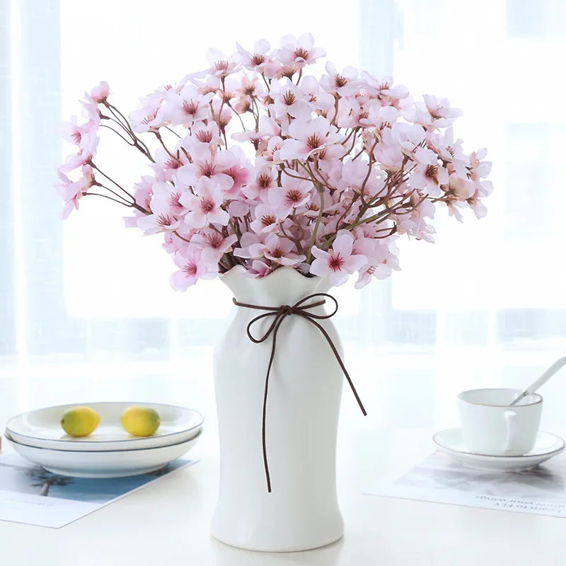 

8 pieces per packBuy Artificial Flowers Forever Plum Peach Blossom Flower For Home Wedding Peach Cherry Blossom Branch