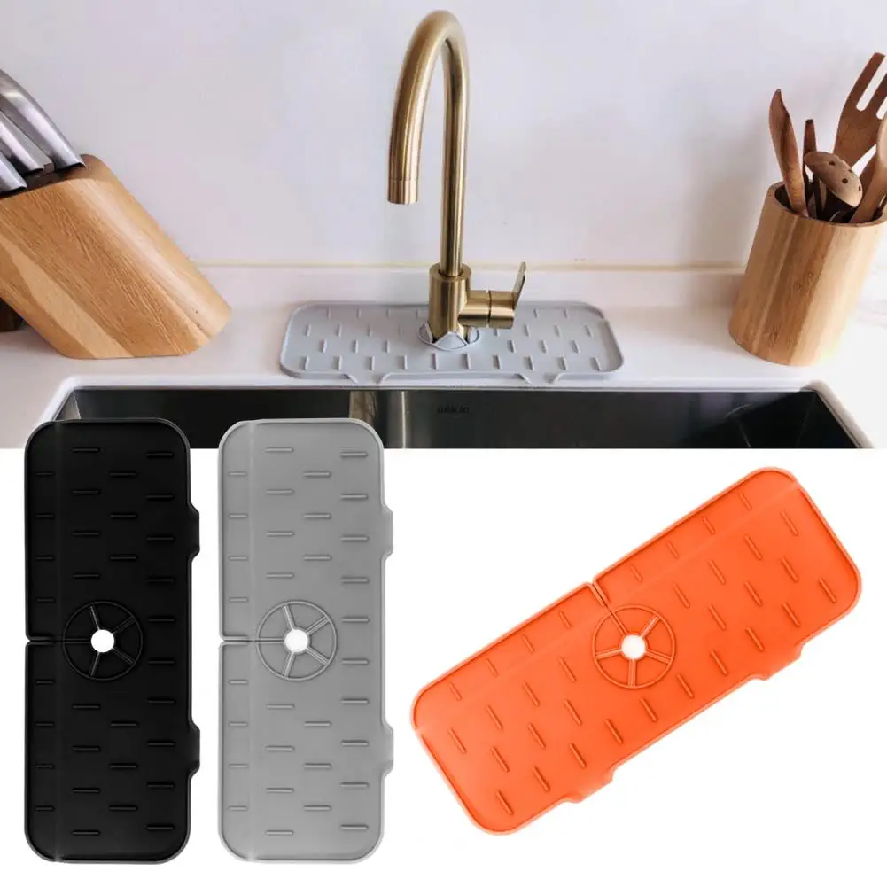 

Reliable Anti-splash Faucet Mat Silicone Practical Tear-resistant Sink Counter Mat for Home