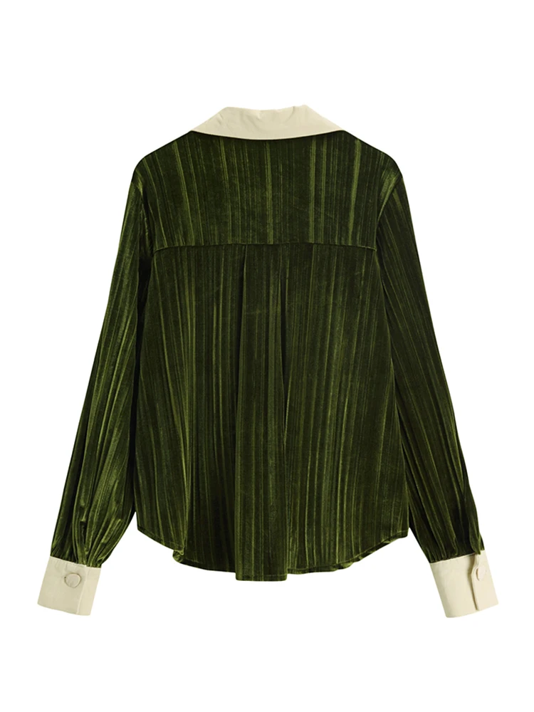 Блузка женская с длинным рукавом отложным воротником и принтом | Женская одежда