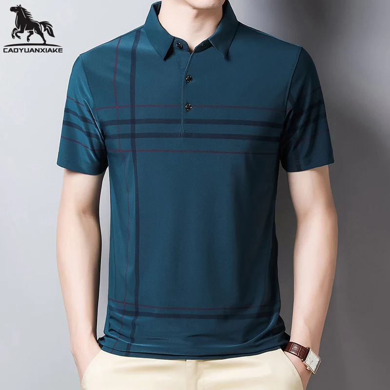 

polo shirt men Summer new splicing Elasticity Ice silk Men's short-sleeved polo shirt Mens business casual polo shirt M-3XL 106