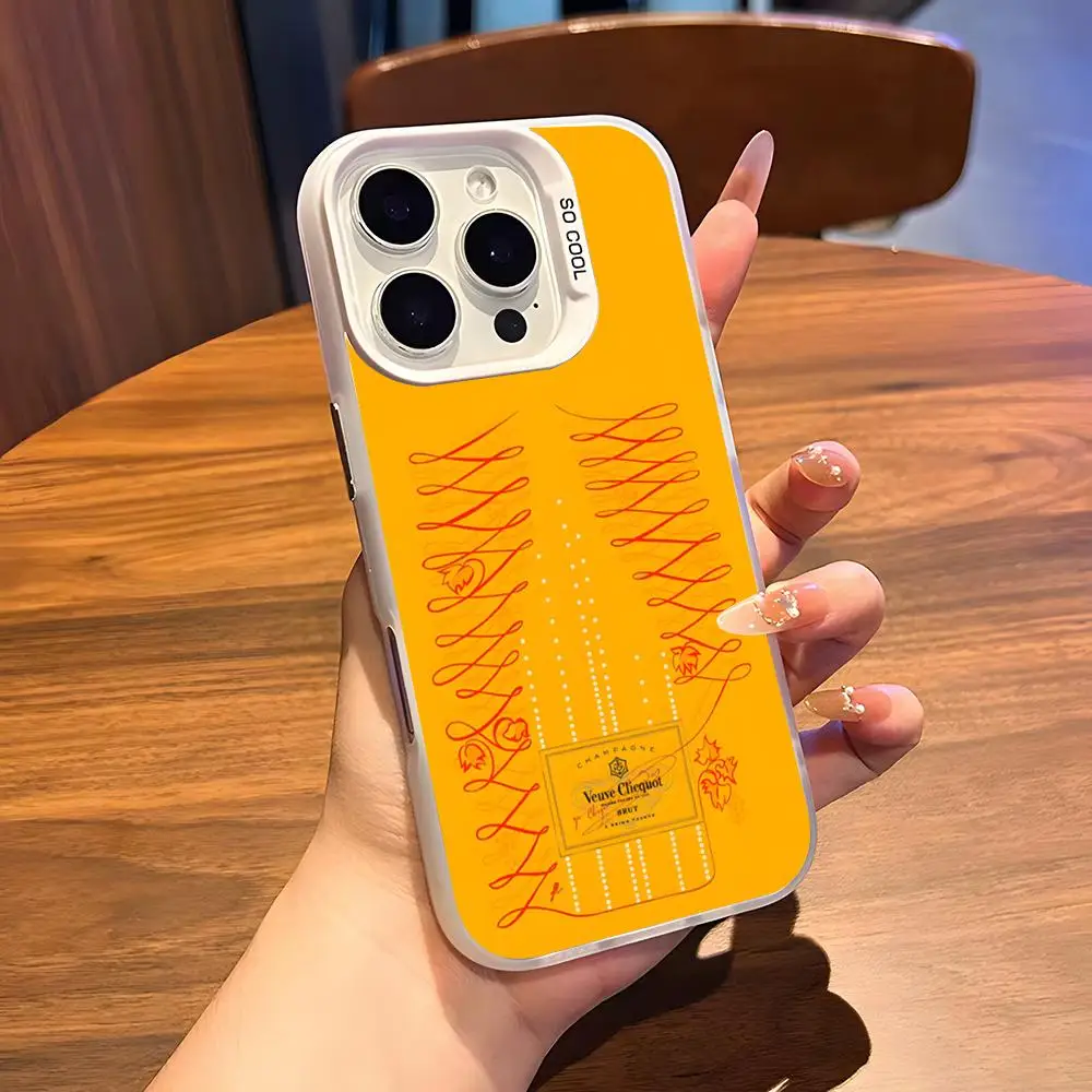 Модный чехол V-Veuve Of C-Clicquot для iPhone 17 Air 16 15 14 Plus 13 12 11 Pro 7 8 XS Max XR, серебристо-белый, с бампером (art.: 3920d8e5c57b5) - 3920d8e5c57b5