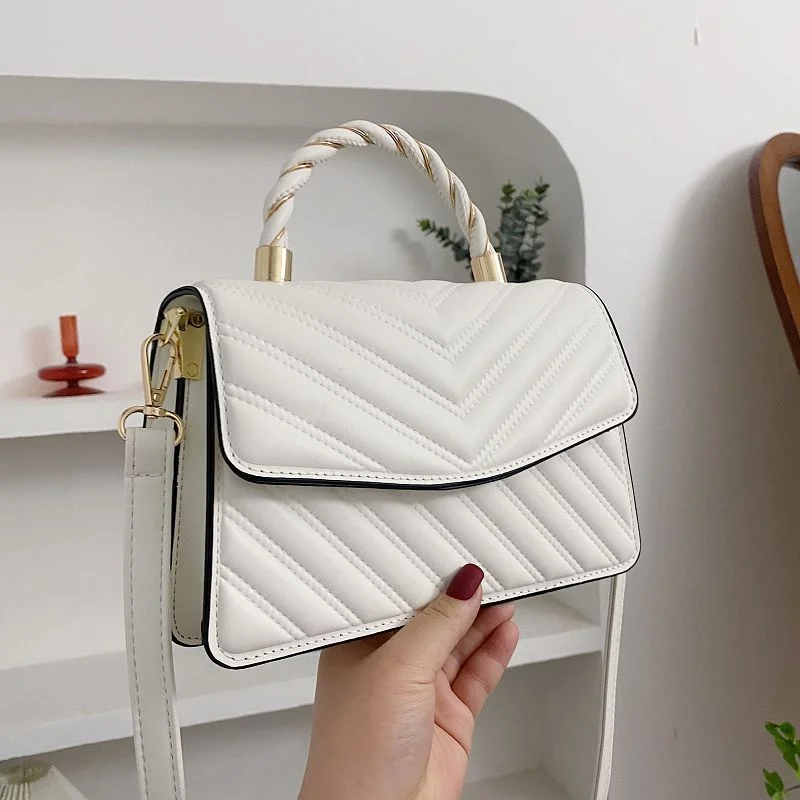 

2022 New Color Handbag Women's Foreign Style Embroidered Thread Single Shoulder Bag Simple Atmosphere Hasp Soft Flap Pocket