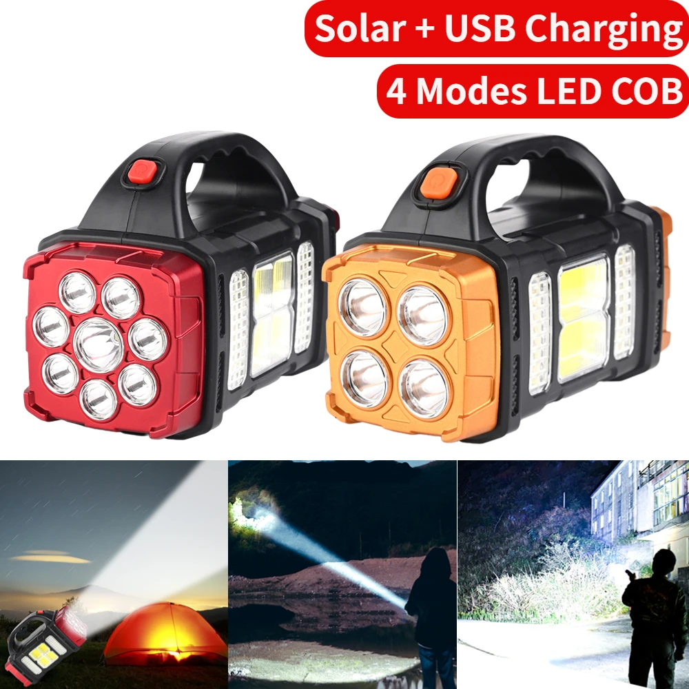 

Портативный светодиодный водонепроницаемый фонарь на солнечной батарее, 4 режима