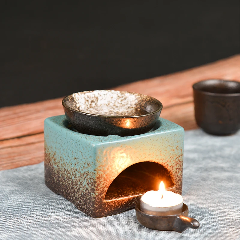 

YXYMCF Tea Stove Retro Oil Incense Burner Ceramic Essential Aromatherapy Lamps Aroma Stove Home Living Room Indoor Candle Holder