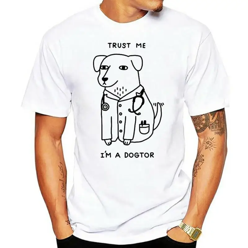 

Смешная дизайнерская Юмористическая рубашка Trust Me I'm A Dogtor для любителей собак, подарок, 100% хлопок, футболка, топы, футболки