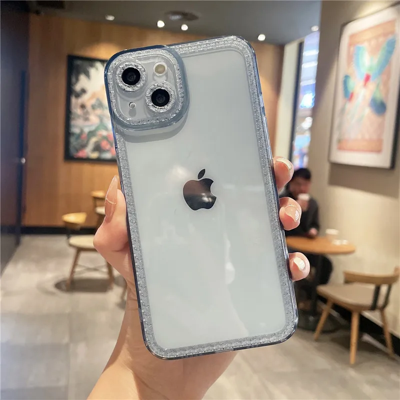 Прозрачный силиконовый чехол с алмазной текстурой для iPhone 13 12 11 Pro Max X XR XS