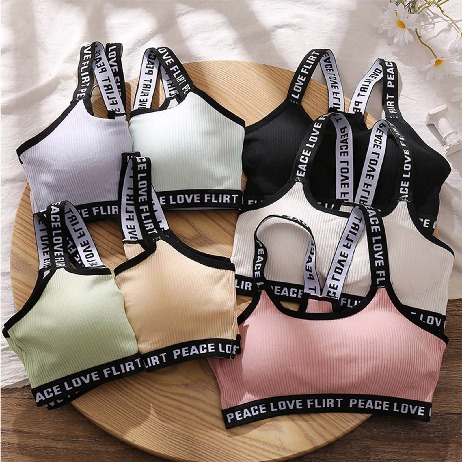 

Женский бюстгальтер с буквенным принтом, спортивный топ, сексуальный бюстгальтер пуш-ап без косточек, женское Бесшовное нижнее белье для фи...