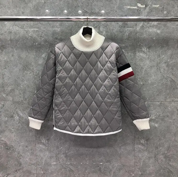 Jacket Loose Patchwork for Man 2021 New Cotton Clothes Men Pullover Striped High Collar Thick Winter Casual Coat