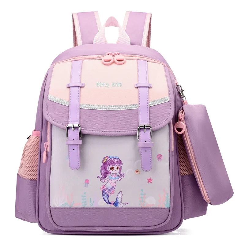 Children Cartoon British Style Fashion Backpacks New Girl Princess Mermaid Boy Dinosaur Cute Large Schoolbags Kids Pencil Bag