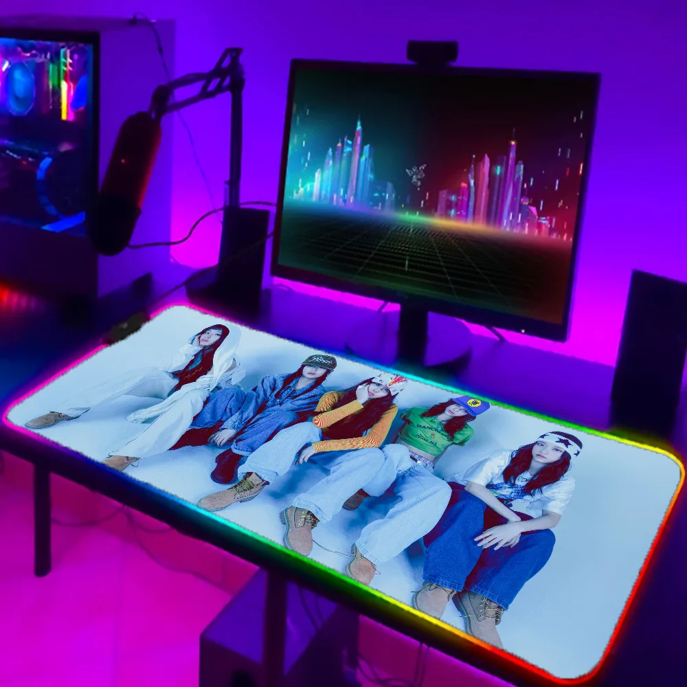 1 шт. популярный товар Kpop N-NewJeans XXL RGB игровые коврики для мыши HD черный цвет