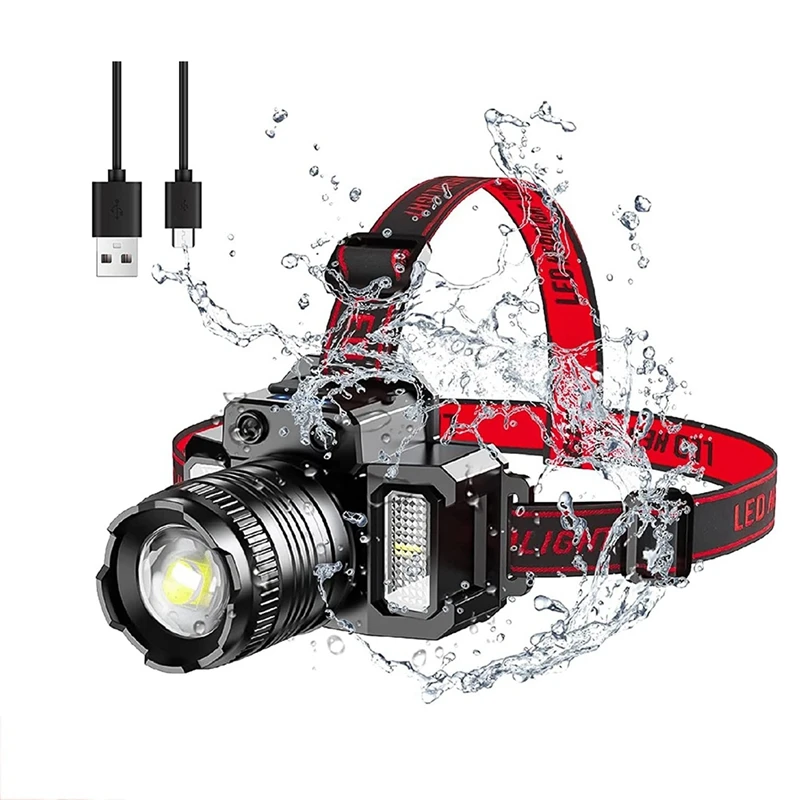 

1 Set Rechargeable Head Light Camping Headlamp 360° Adjustable Angle Headlight Flashlight Motion Sensor For Fishing