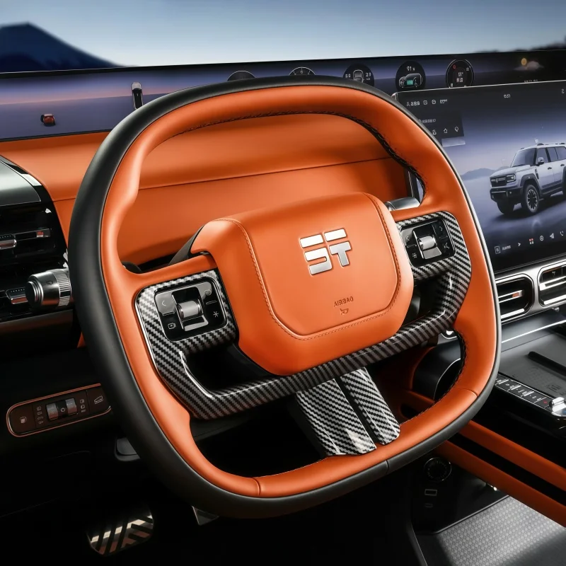 Фото Подходит для Jetour Zongheng G700, автомобильный руль, текстура из углеродного волокна, декоративная рамка, аксессуары для салона автомобиля №2