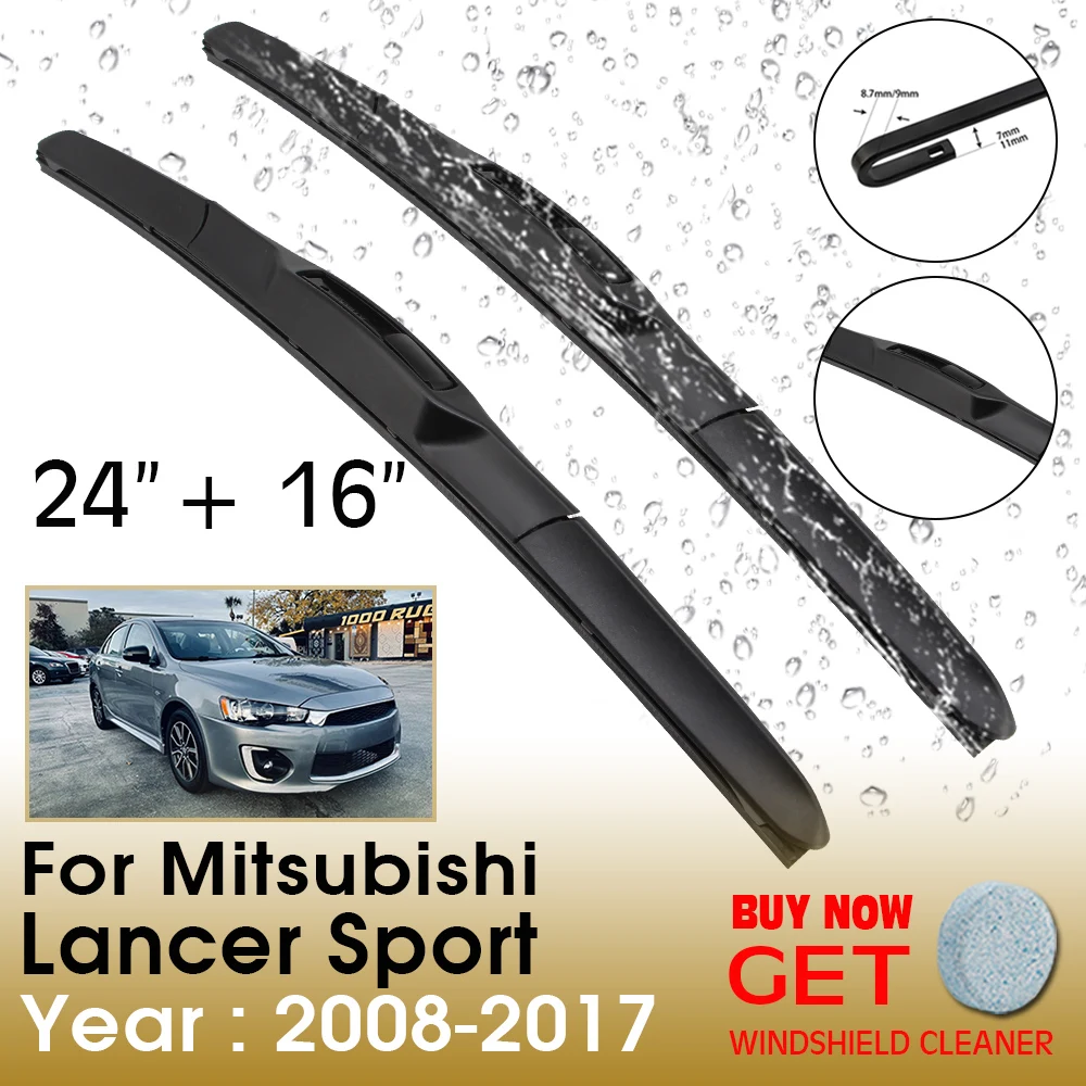 

Car Wiper Blade For Mitsubishi Lancer Sport 24"+16" 2008-2017 Front Window Washer Windscreen Windshield Wipers Blade Accessories