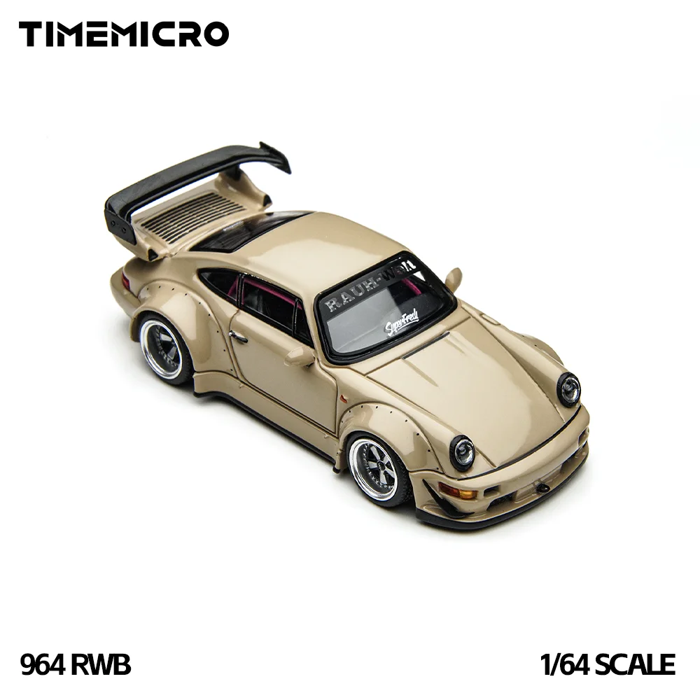 Фото Коллекционная модель автомобиля TimeMicro1:64 RWB 964 бежевого цвета в подарочной коробке, литая из сплава, для коллекции и демонстрации №2