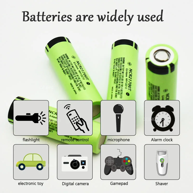 

100% Original 21700 NCR21700T Lithium Rechargeable Battery 4800mAh 3.7V 40A High-discharge Battery Li-ion Battery+Charger