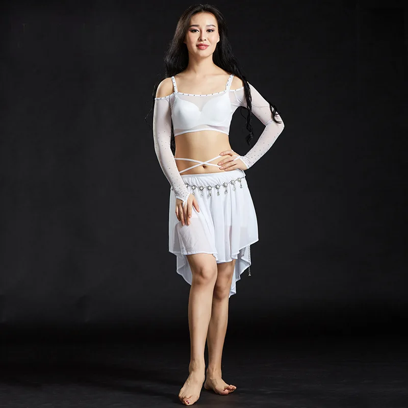 

1pcs/lot woman belly dancing top Long Sleeves Bellydace Accessories Belly Dance Tops with rhinestone