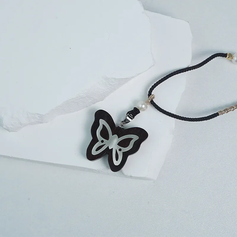 Креативный маленький лист фиолетовое дерево серебряная бабочка ожерелье кулон в