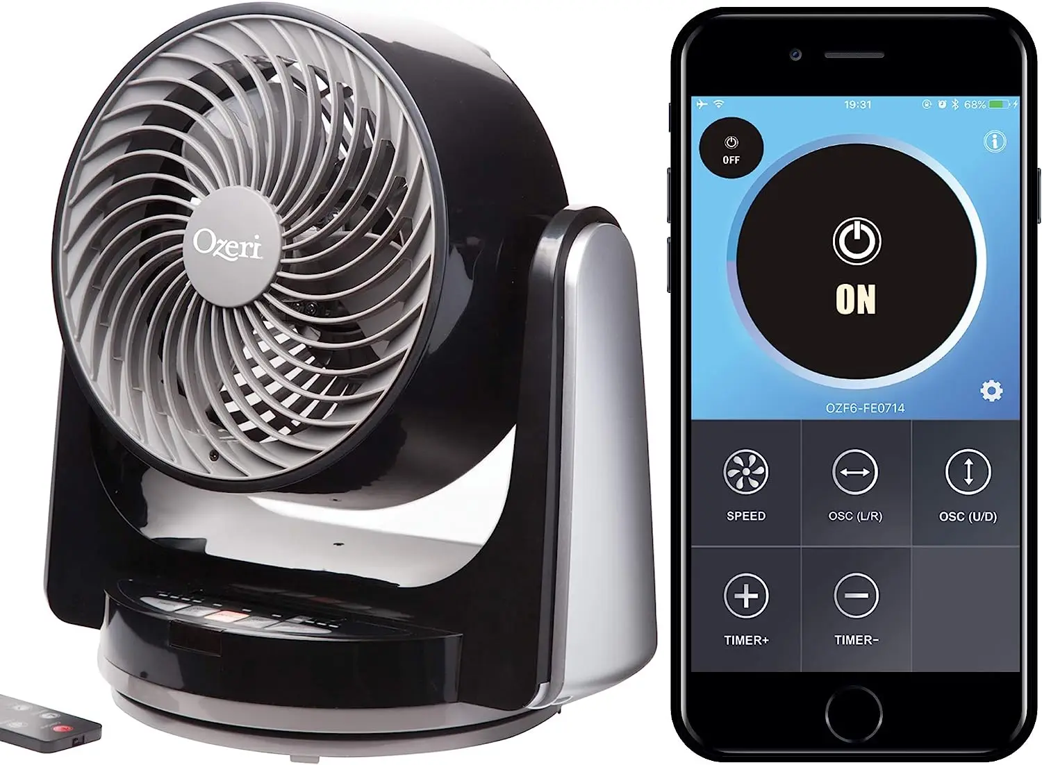 

III Dual Oscillating 10" High Velocity Desk Fan with Bluetooth Technology,Black