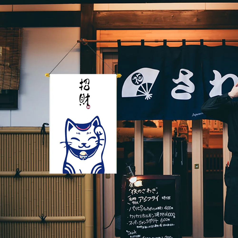 30x45 См Lucky Cat Висит Веревочный Флаг Японский Стиль Суши Ресторан Овсянка Ткань