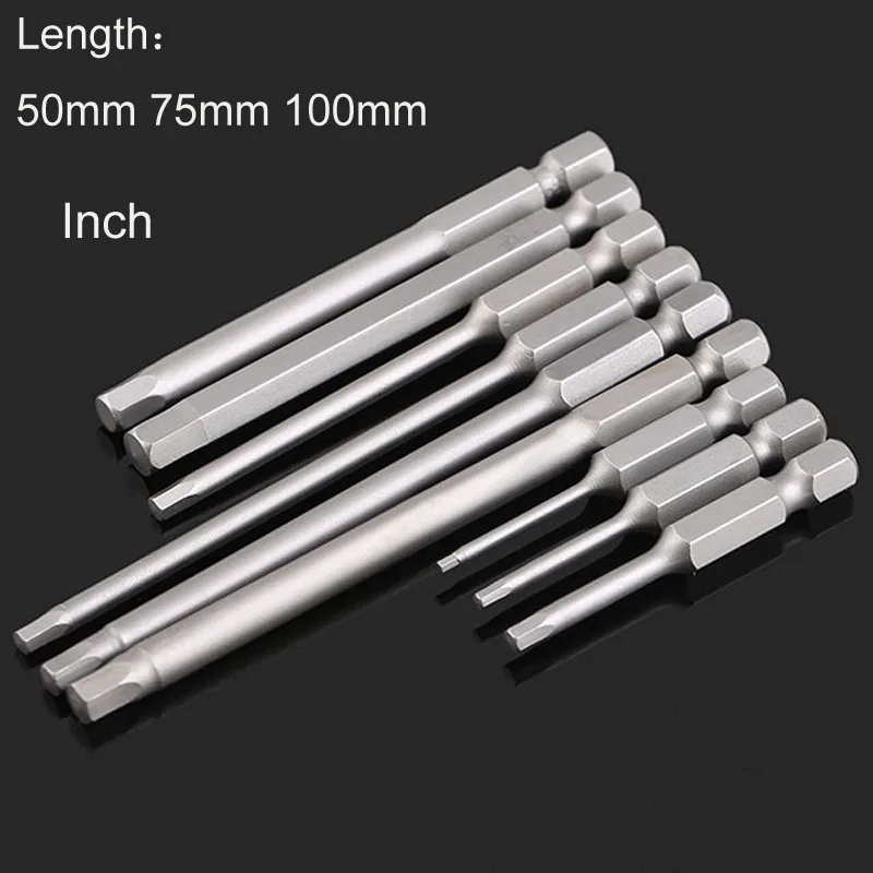 

Electric Driver Bits Magnetic Hexagon Screwdriver Bit S2 Alloy Steel 1/4 Inch Hex Shank Screw Drivers 50-100mm Length H1/16-H3/8